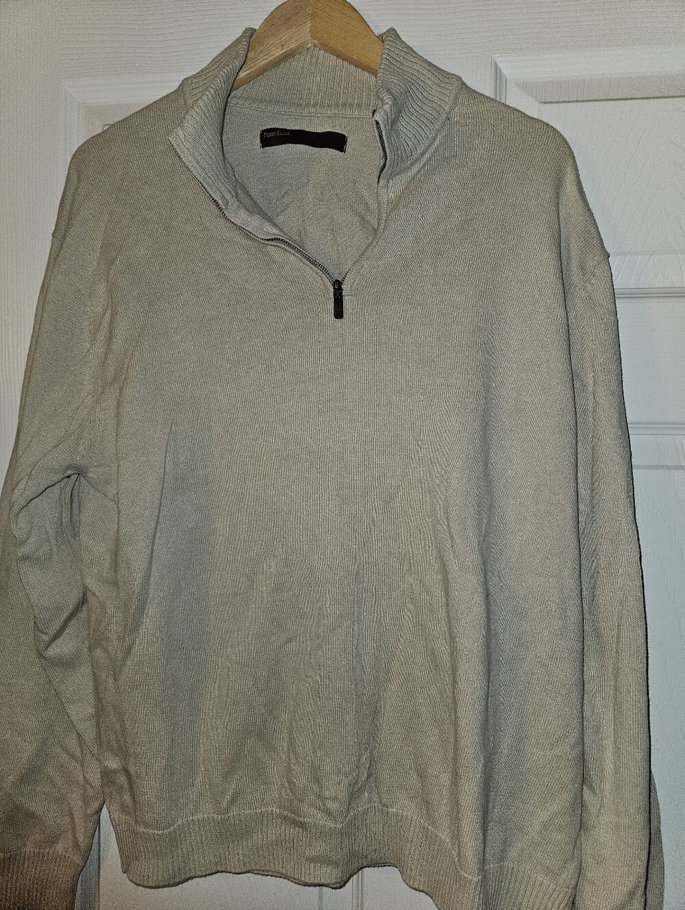 Perry Ellis Men's Light Beige Zip-Up Sweater